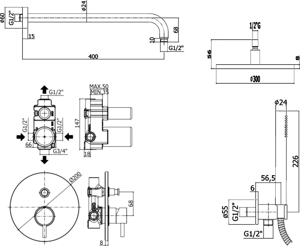 Душевой комплект Paffoni Light KITLIG015CRKING, С ВНУТРЕННЕЙ ЧАСТЬЮ, верхний душ 30 см, хром Sancos — официальный сайт