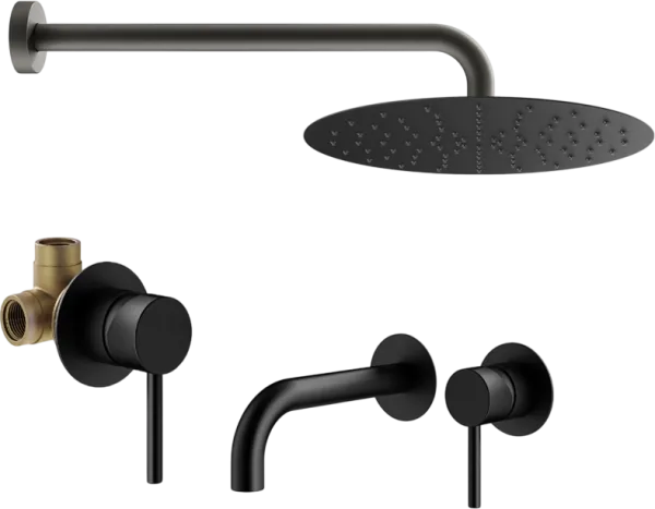 Комплект для ванной Plumberia Selection Ixo KITXO01NO210 С ВНУТРЕННЕЙ ЧАСТЬЮ, черный матовый Sancos — Оригинал