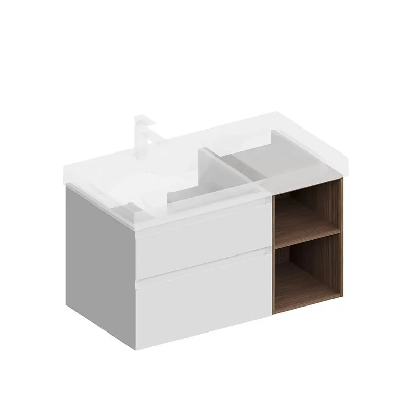 Тумба под раковину без столешницы KERAMA MARAZZI Cubo 90, левая подвесная, с ящиками и полкой, белая Sancos — официальный сайт