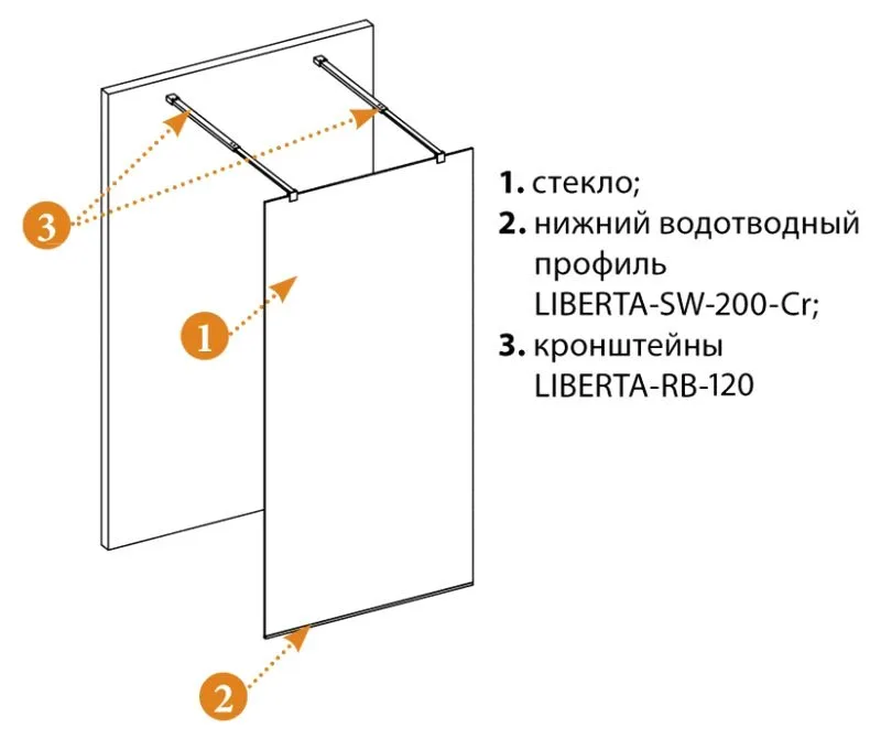 Душевая перегородка Cezares Liberta -L-2-105-120-C-NERO профиль черный, стекло прозрачное Sancos — официальный сайт