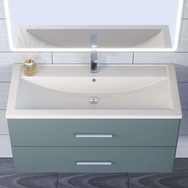 Мебельная раковина Uperwood Foster Quartz 291030044 100 см, матовая белая, жасмин Sancos — официальный сайт