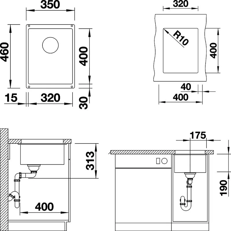 Мойка кухонная Blanco Subline 320-U кофе Sancos — официальный сайт