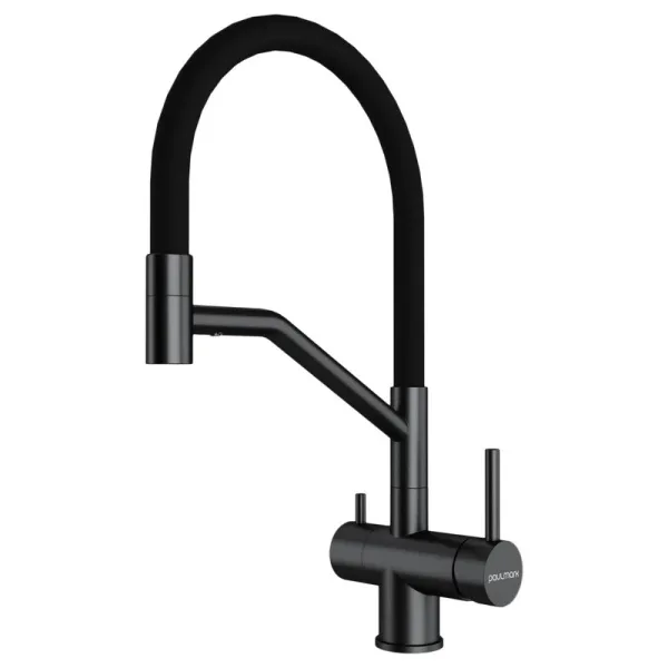 Смеситель для кухни Paulmark Ru213175-GM, с гибким изливом, вороненая сталь Sancos — Оригинал