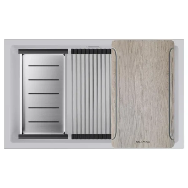 Мойка кухонная Paulmark Lumi-Multi Sink 74 Uni LU-MULTI 74-WH белый матовый  Sancos — Оригинал