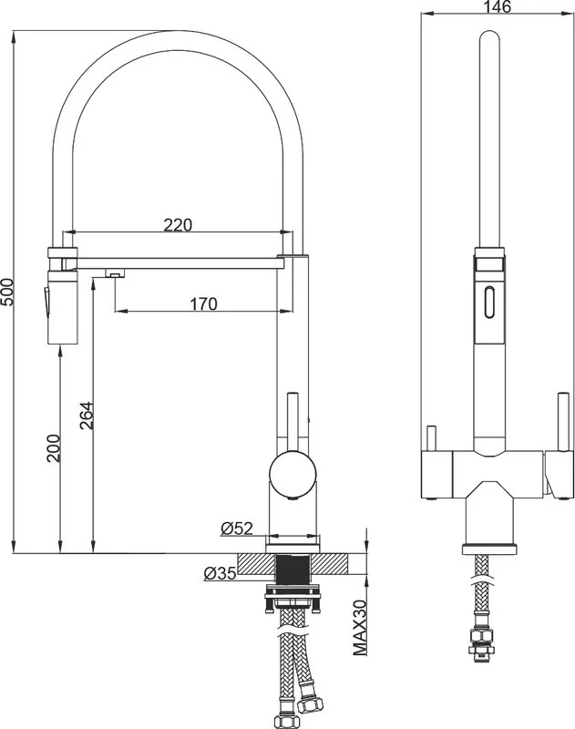 Смеситель для кухни AltroBagno Flusso 050204 NeOp с гибким изливом, матовый черный Sancos — официальный сайт