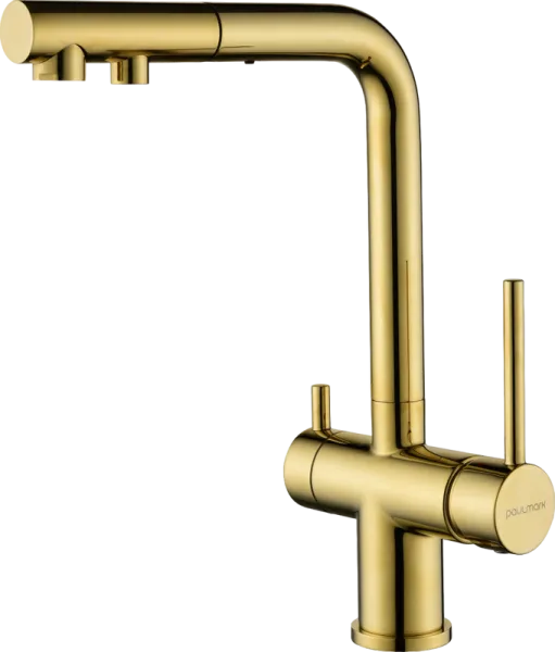 Смеситель для кухни Paulmark Serpentine Se213222-G золото Sancos — Оригинал