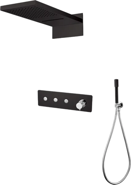 Душевой комплект Boheme Fusion 130-BCR, С ВНУТРЕННЕЙ ЧАСТЬЮ, Black Chrome Sancos — Оригинал