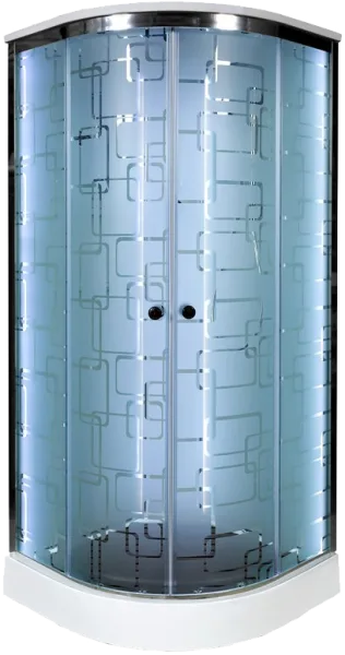 Душевая кабина DTO EM1580 80х80, LED, профиль хром, стекло матовое с узором Sancos — Оригинал