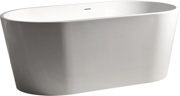 Акриловая ванна Abber AB9203-1.3 130x70 см, отдельностоящая, белая, овальная, с каркасом, со сливом- Sancos — Оригинал
