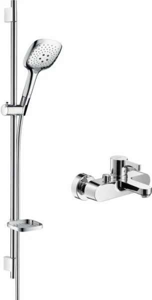 Смеситель для ванны с душем Hansgrohe Metris S 31460000, + Душевой гарнитур Hansgrohe Raindance Sele Sancos — Оригинал