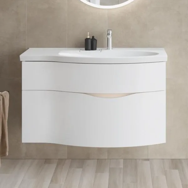 Тумба под раковину без столешницы KERAMA MARAZZI Riva 100, правая подвесная, белая матовая Sancos — Оригинал