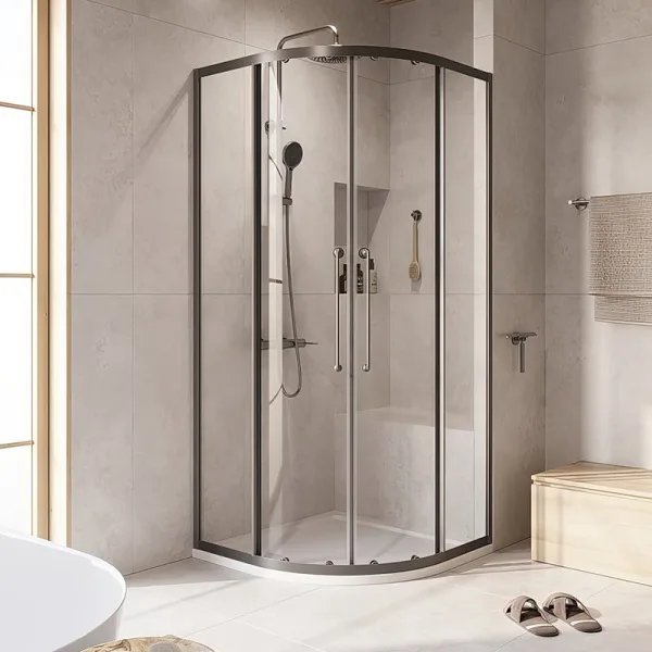 Душевой уголок Cezares Relax RELAX-304-R-2-90-C-GM 90x90, профиль оружейная сталь Sancos — Оригинал