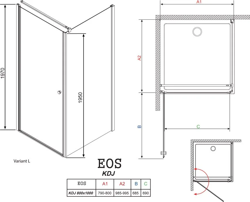 Душевой уголок Radaway EOS KDJ 80x100 интимато L Sancos — официальный сайт