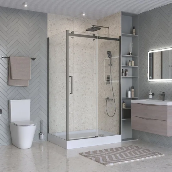 Душевой уголок BelBagno Marino 2 AH-1-120/100-C-GM 120x100, профиль оружейная сталь, стекло прозрачн Sancos — Оригинал