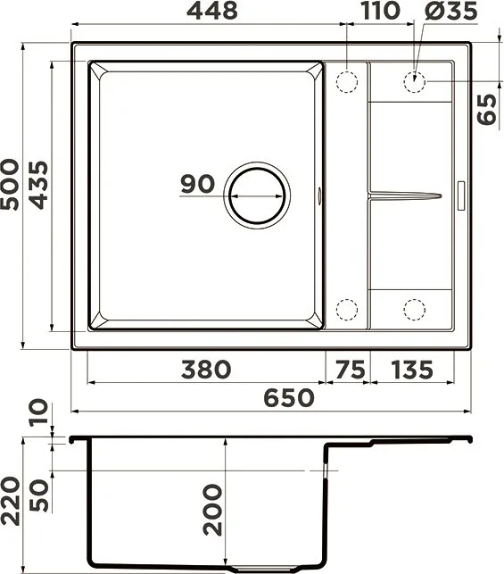 Мойка кухонная Omoikiri Sumi 65A-GB графит Sancos — официальный сайт