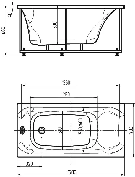 Акриловая ванна AQUATEK Альфа ALF170-0000047 170x70 см, правая, пристенная, белая, с каркасом Sancos — официальный сайт