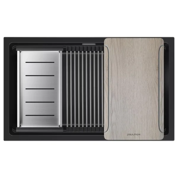 Мойка кухонная Paulmark Lumi-Multi Sink 74 Uni LU-MULTI 74-BLM черный Sancos — Оригинал