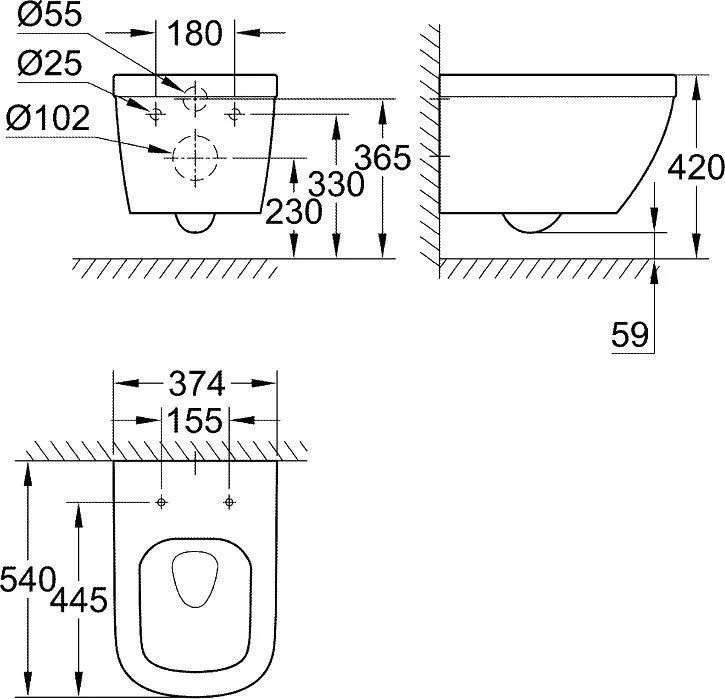 Чаша для унитаза подвесного Grohe Euro Ceramic 3932800H Sancos — официальный сайт