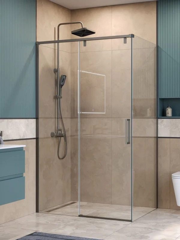 Душевой уголок BelBagno Soft Close-1 AH-1-110/80-C-GM профиль оружейная сталь Sancos — официальный сайт