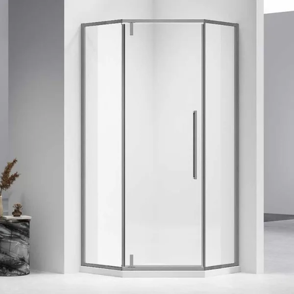 Душевой уголок Vincea Slim-N VSP-4SN100CLGM 100х100, профиль вороненая сталь, стекло прозрачное Sancos — Оригинал