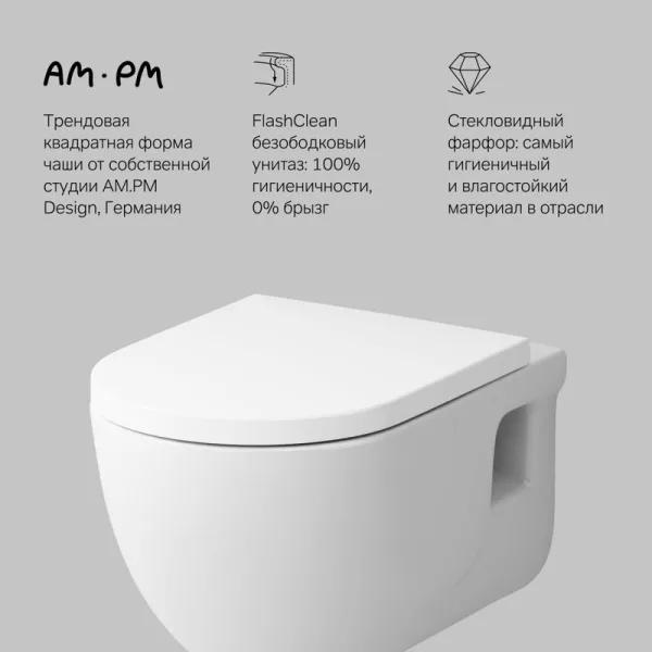 Унитаз подвесной AM.PM Like C801701SC Sancos — Оригинал