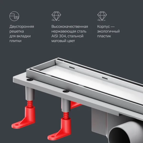 Душевой трап (лоток) AM.PM PrimeFlow Tile 50 см, сталь матовая Sancos — Оригинал