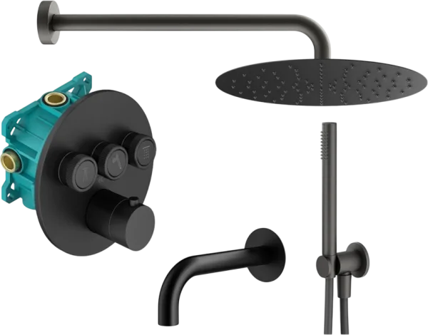 Душевой комплект Plumberia Selection PSBOX KITPSB03NO260, С ВНУТРЕННЕЙ ЧАСТЬЮ, черный матовый Sancos — Оригинал
