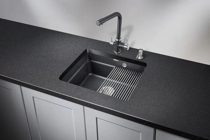 Мойка кухонная Granula Kitchen Space 5501U, шварц Sancos — официальный сайт