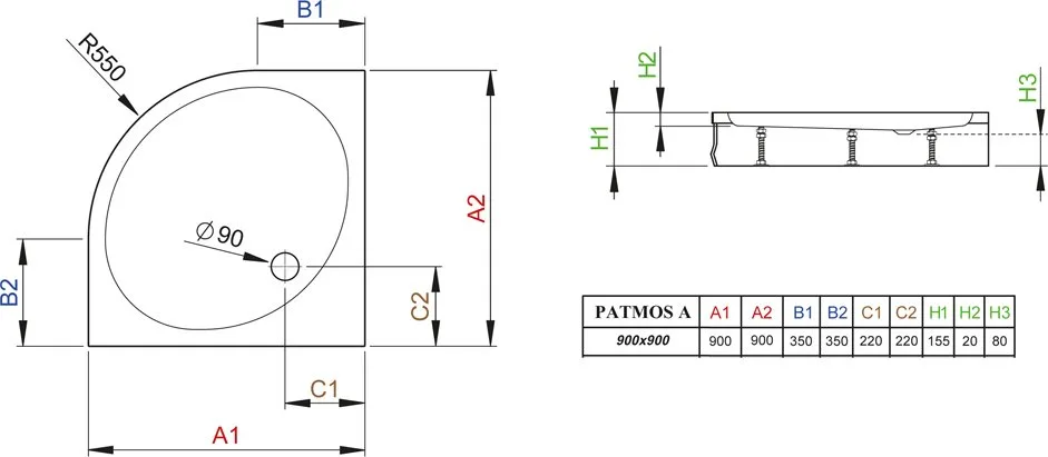 Поддон для душа Radaway Patmos A900 Sancos — официальный сайт