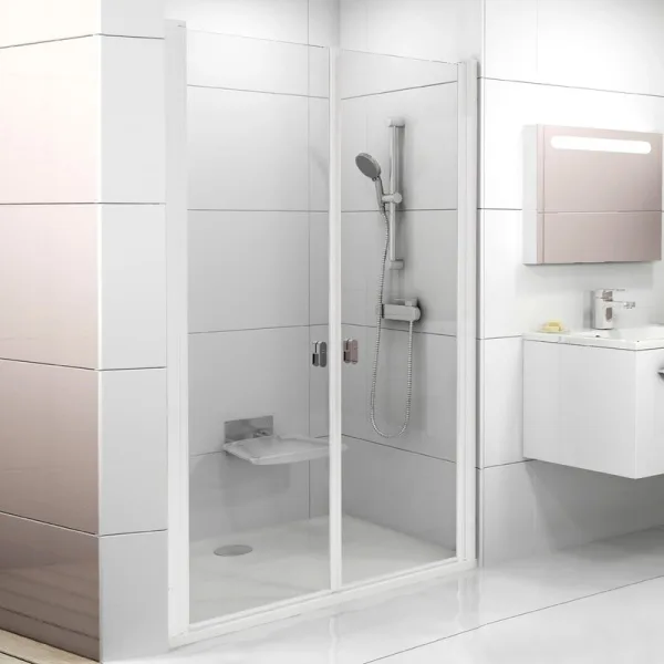 Душевая дверь в нишу Ravak Chrome CSDL2-120 Transparent, профиль белый Sancos — Оригинал