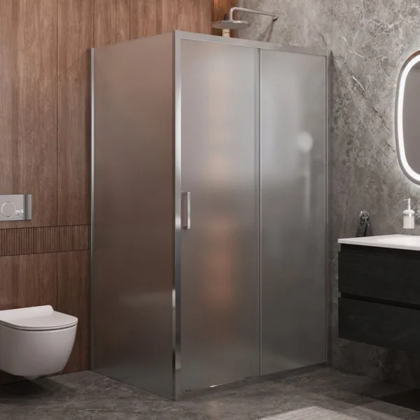 Душевой уголок Cezares Molveno AH 11 130+90 P Cr 130х90 см, профиль хром, стекло рифленое Sancos — Оригинал