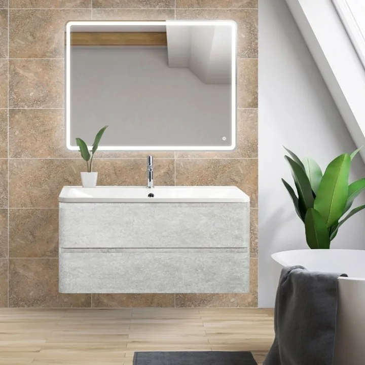 Тумба под раковину без столешницы BelBagno Albano 100 подвесная, cemento verona grigio Sancos — официальный сайт