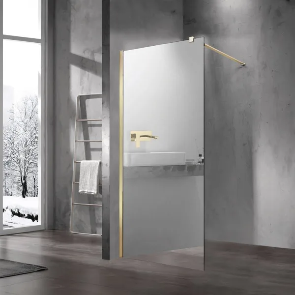 Душевая перегородка Vincea Walk-in VSW-1H900MRG профиль матовый золотой, стекло зеркальное Sancos — Оригинал