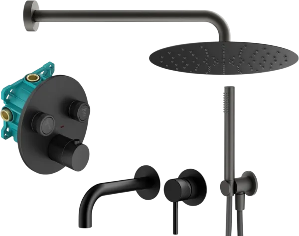 Комплект для ванной Plumberia Selection PSBOX KITPSB02NO210 С ВНУТРЕННЕЙ ЧАСТЬЮ, черный матовый Sancos — Оригинал