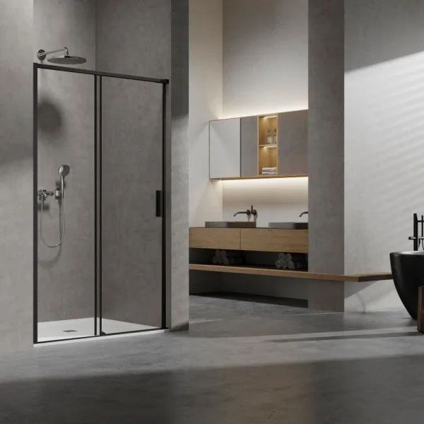 Душевая дверь Vincea Slim VDS-6SL110CLB, 1100, черный, стекло прозрачное Sancos — Оригинал
