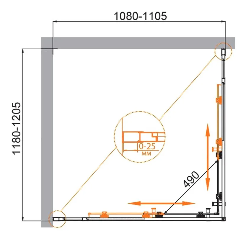 Душевой уголок Cezares Molveno AH 22 120+110 C BORO IV 120х110 см, профиль брашированное золото, сте Sancos — официальный сайт