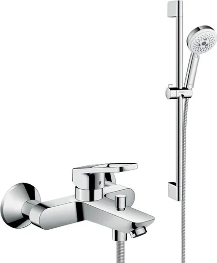 Смеситель для ванны с душем Hansgrohe Logis Loop 71244000, + Душевой гарнитур Hansgrohe Crometta 100 Sancos — Оригинал
