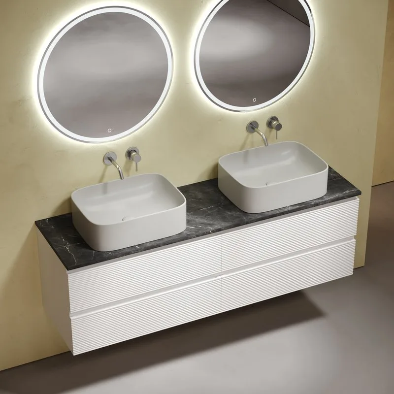 Тумба с раковиной Sancos Folk 160 bianco, столешница черный мрамор TT160A1, раковина CN6052MSG Sancos — официальный сайт