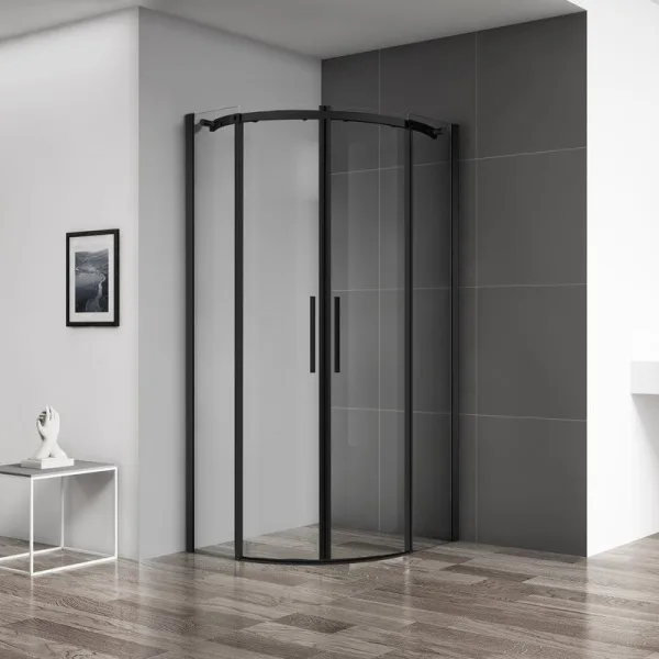 Душевой уголок BelBagno Acqua R-2-90-C-NERO профиль черный матовый Sancos — Оригинал