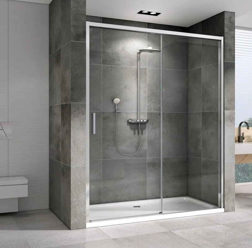 Душевая дверь в нишу Abber Komfort AG93130 130 см, профиль хром, стекло прозрачное Sancos — официальный сайт