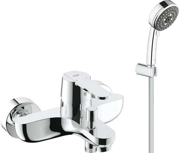 Смеситель для ванны с душем Grohe Get 32887000, с душевым гарнитуром Grohe Vitalio Comfort 26176000  Sancos — Оригинал