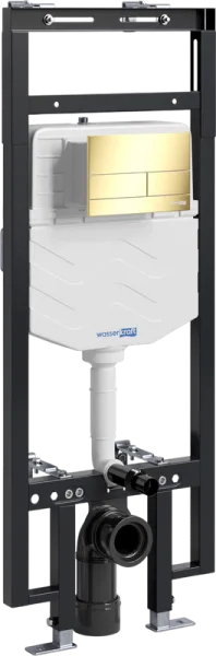 Система инсталляции для унитазов Wasserkraft Dinkel 58TLT.010.ME.PG04, с кнопкой смыва золото Sancos — Оригинал