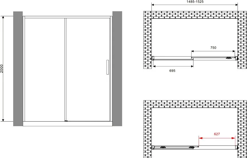 Душевая дверь в нишу Abber Komfort AG93150 150 см, профиль хром, стекло прозрачное Sancos — официальный сайт