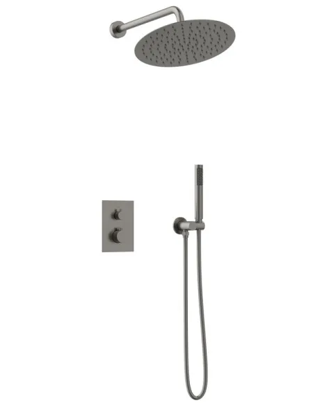 Душевой комплект ALTROBAGNO Юнион (Unione) 040409 GM С ВНУТРЕННЕЙ ЧАСТЬЮ, оружейная сталь Sancos — Оригинал