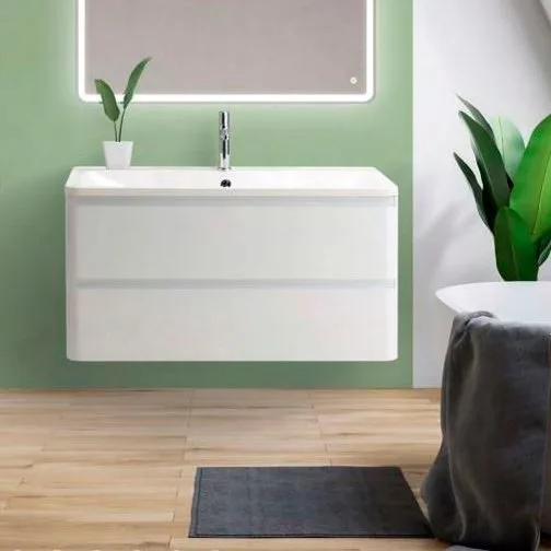 Тумба под раковину без столешницы BelBagno Albano 90 подвесная, bianco lucido Sancos — Оригинал