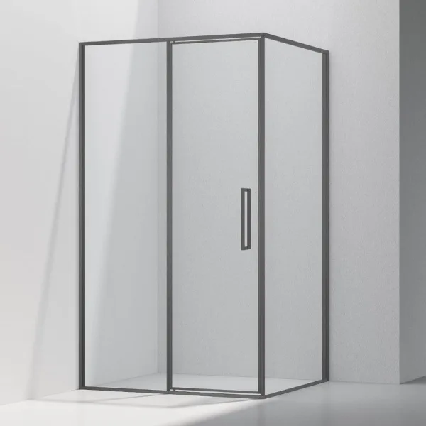 Душевой уголок Vincea Slim VSR-4SLP9012CLGM 120х90 см, профиль вороненая сталь, стекло прозрачное Sancos — Оригинал