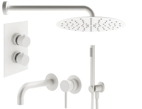 Комплект для ванной Plumberia Selection Ixo KITXOT18QBO210 С ВНУТРЕННЕЙ ЧАСТЬЮ, белый матовый Sancos — Оригинал