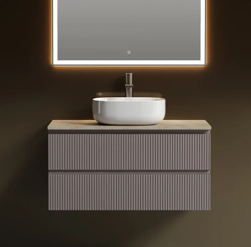 Тумба с раковиной Sancos Snob T 100 см, doha soft, столешница бежевая, раковина CN6018 Sancos — официальный сайт