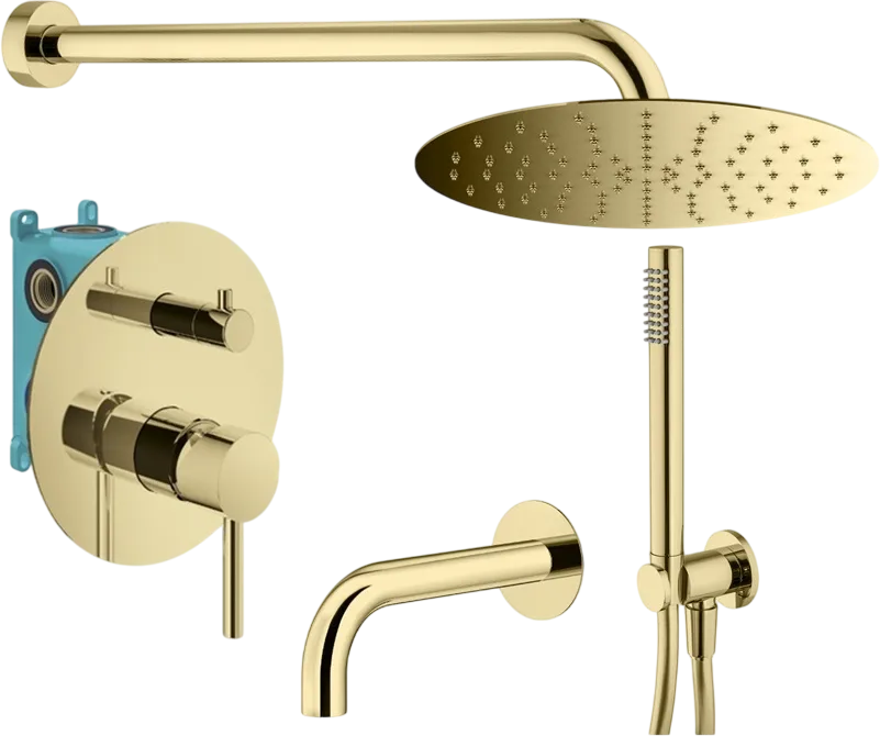 Душевой комплект Plumberia Selection Ixo KITXO19OR60, С ВНУТРЕННЕЙ ЧАСТЬЮ, золото 24к Sancos — официальный сайт