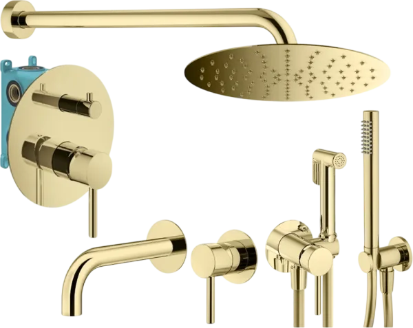Комплект для ванной Plumberia Selection Ixo KITZXO18OR210 С ВНУТРЕННЕЙ ЧАСТЬЮ, золото 24к Sancos — Оригинал